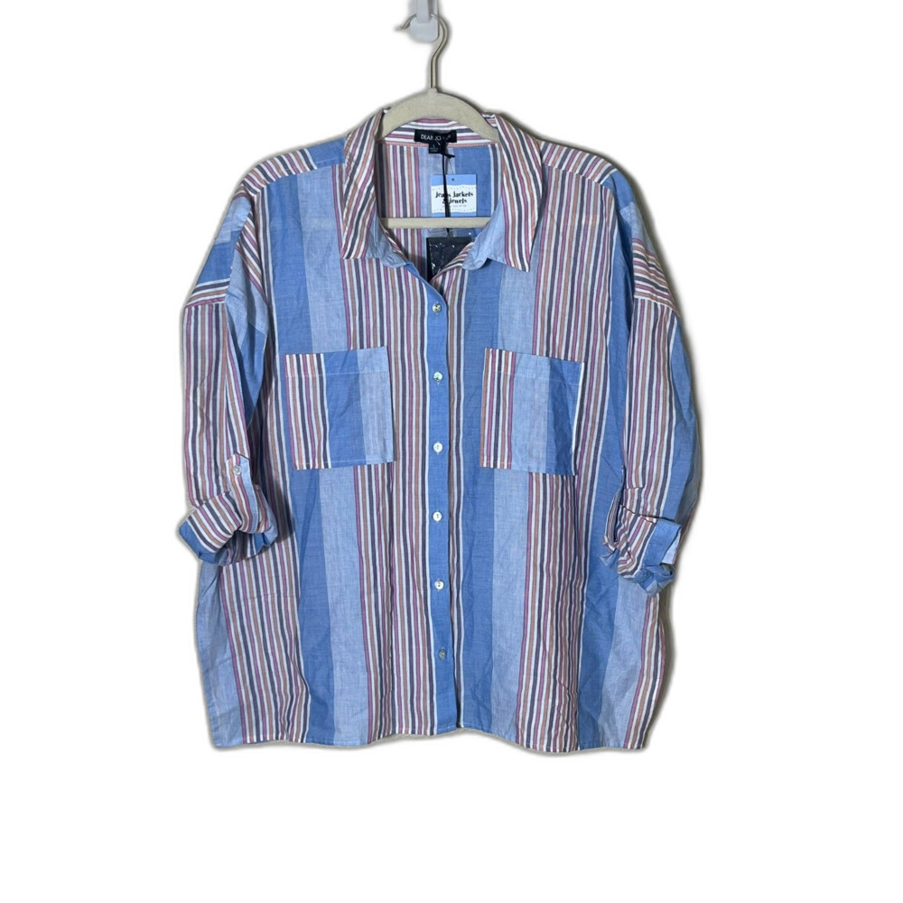 Dear John Blue and Red Striped Button-Down Shirt
